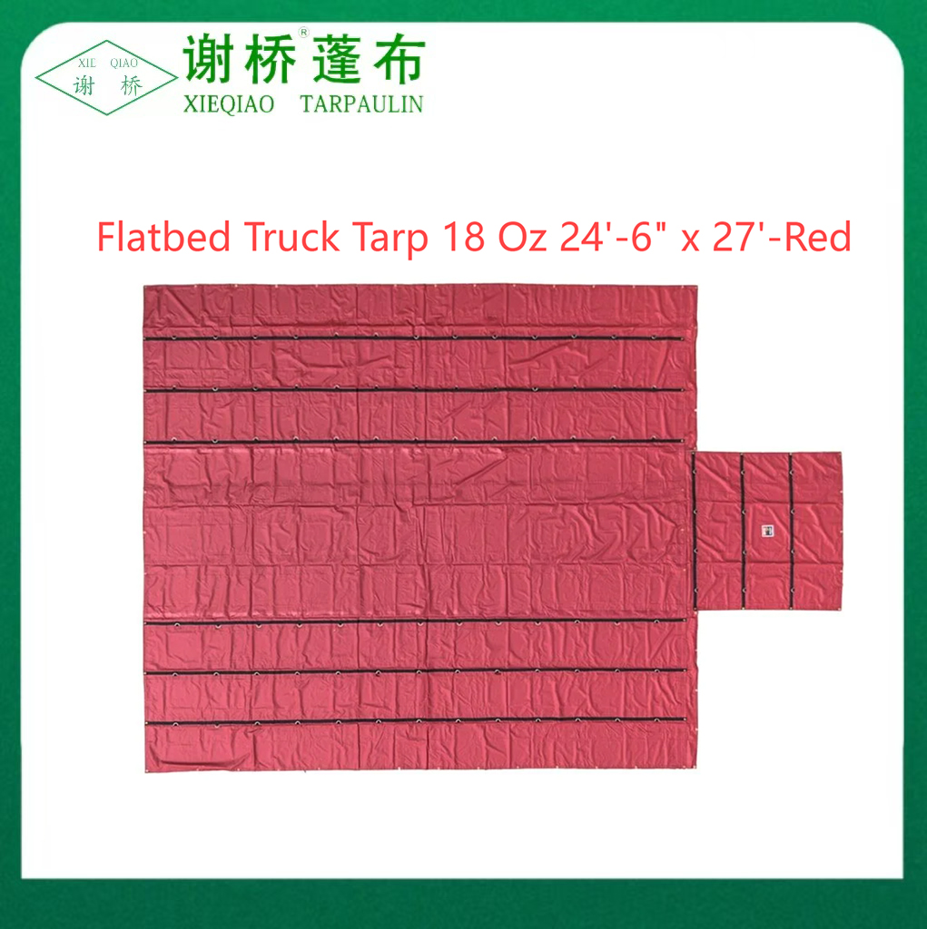 Tarp trucail Flatbed 18oz 24 "-6" "X27" (8 "Drop) -Red